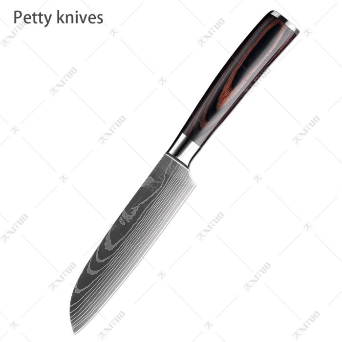 PISAU SET Pisau Dapur Set Chef Damaskus Chef Damascus Pattern - 5 inch santoku (K2Q2) Pisau import P
