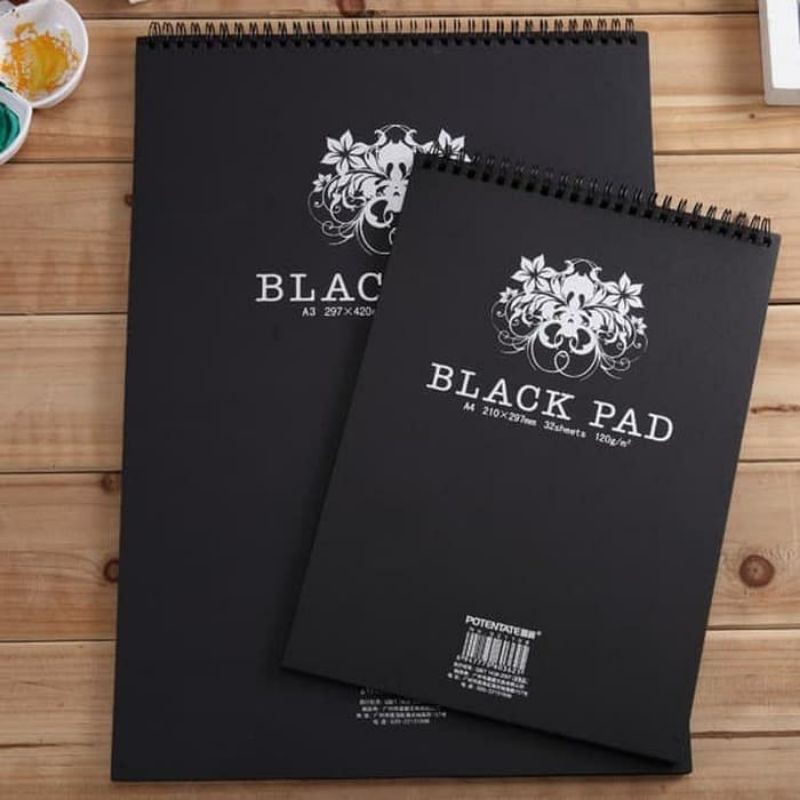 

A4 A5 POTENTATE BLACK PAD WIRE BOOK BUKU GAMBAR LUKIS KERTAS HITAM