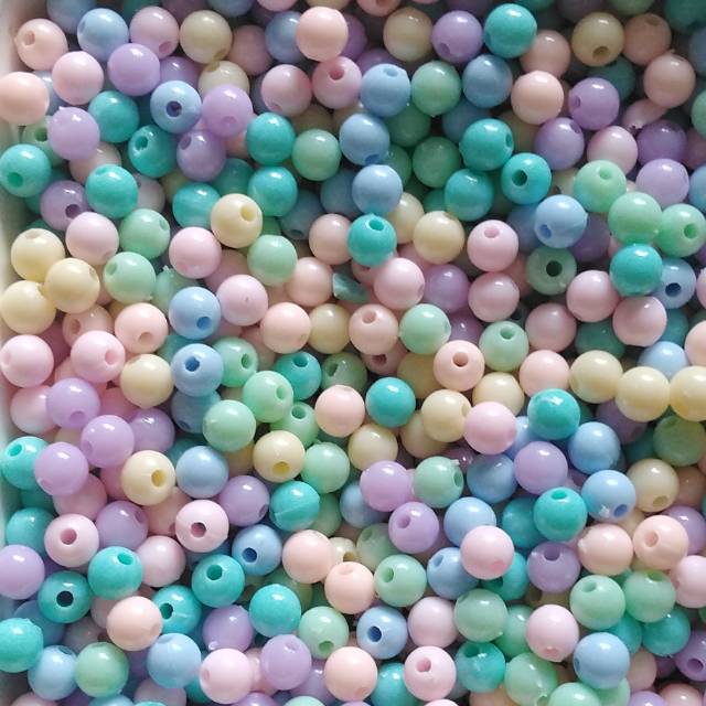 Grosir Mote manik  susu bulat meronce warna pastel 4, 6, 8, 10 mm 1 pon