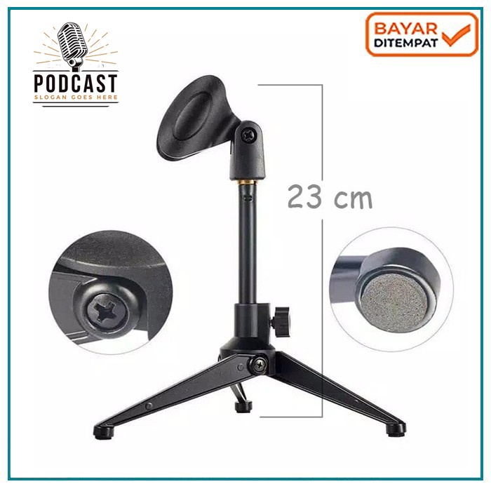 Stand Mic Mini A 204 Stand Microphone Meja Podcas Stand Mic