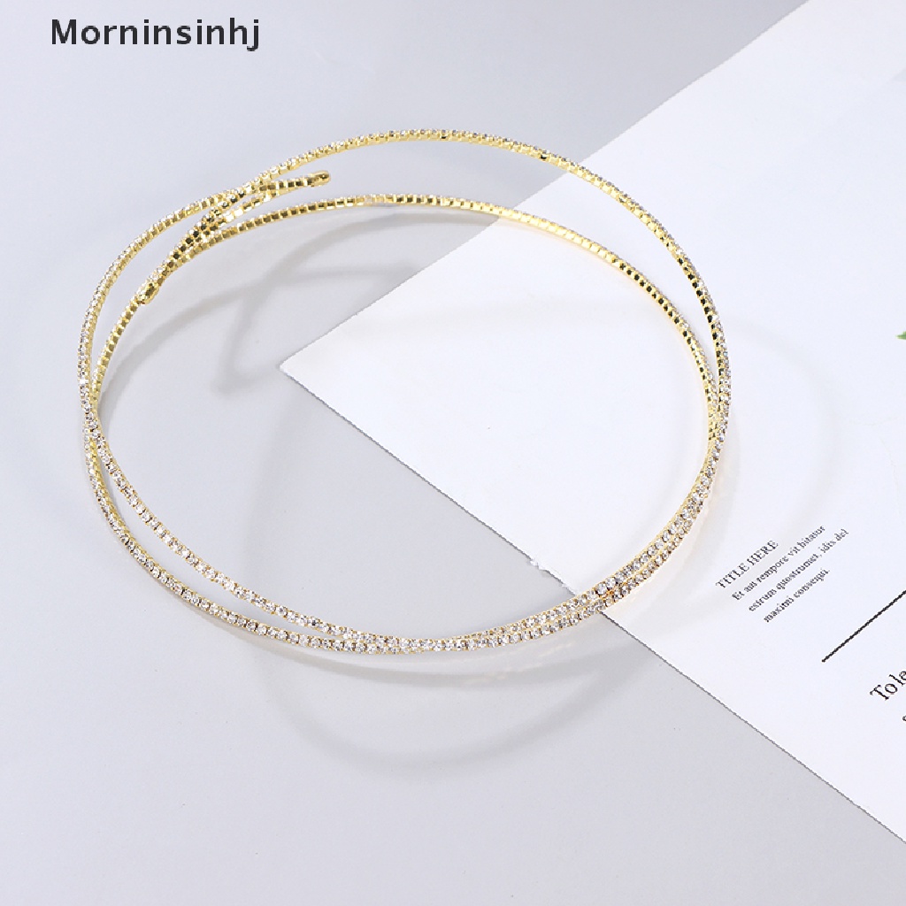 Mornin Kalung Choker Terbuka Adjustable Gaya Punk Motif Geometri Aksen Kristal Untuk Perhiasan Wanita