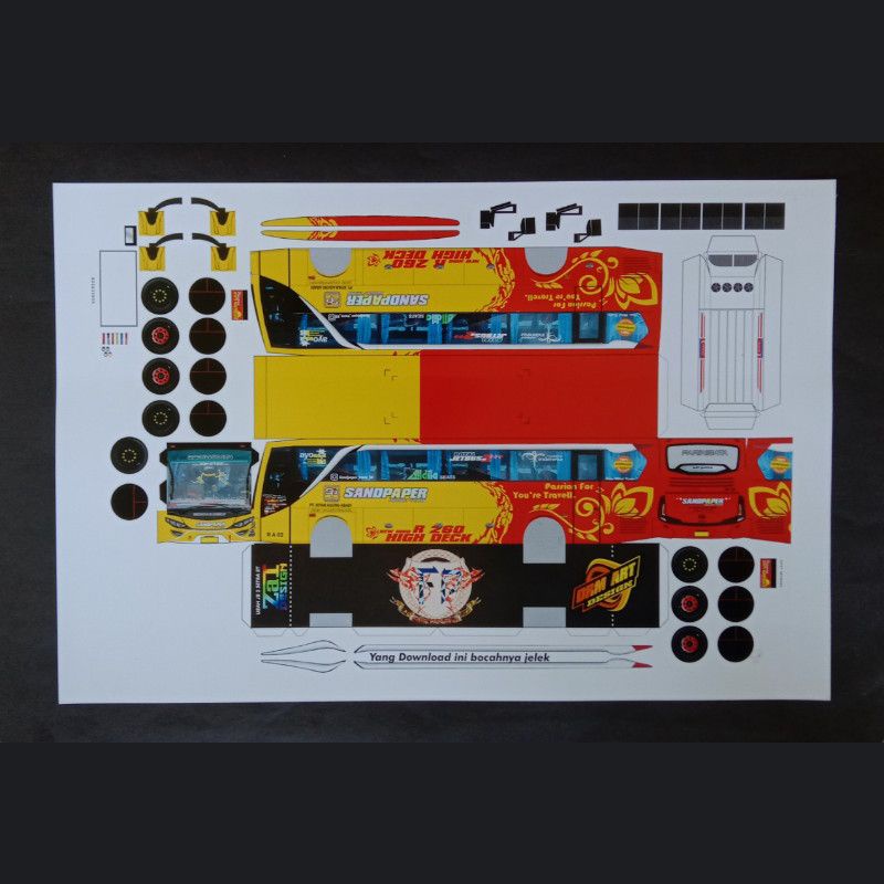 Lembaran Papercraft Bus Sandpaper [Non Laminasi]