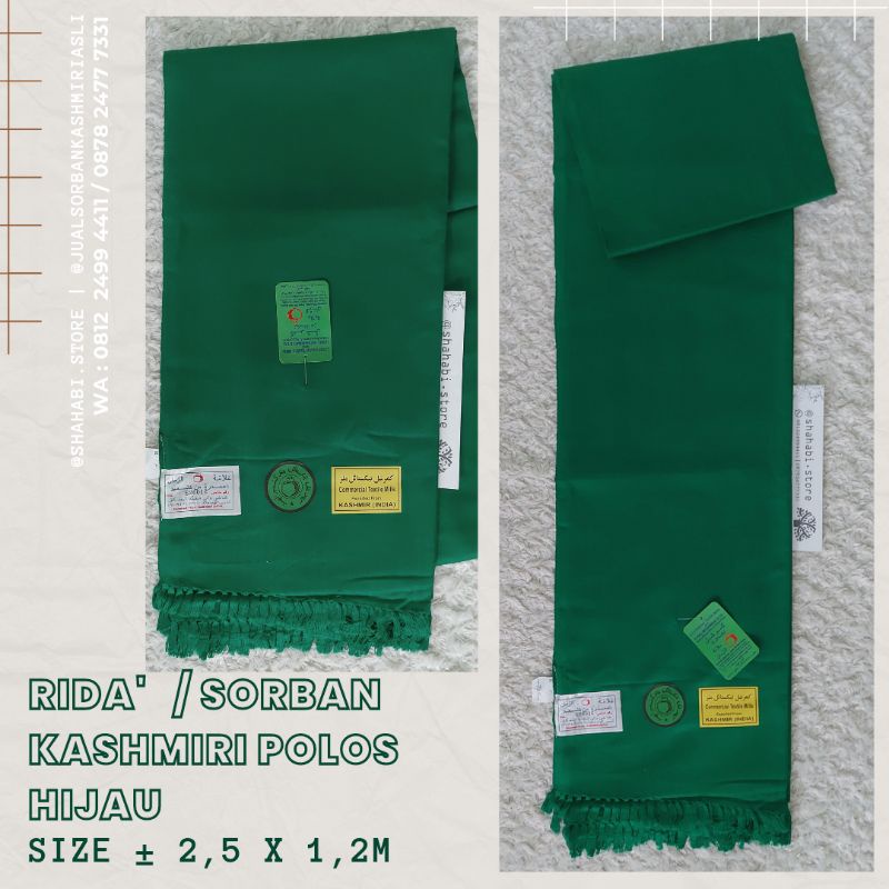 Promo Sorban Kashmiri Polos Hijau Spesial / Rida Kashmiri Polos / Jual Sorban Habib / Surban Kashmir
