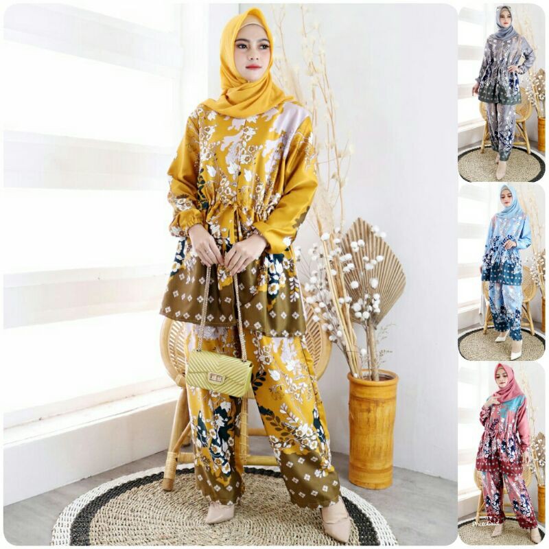 Set Lubna / Pakaian wanita baju cewek baju set wanita setelan baju celana cewek baru kekinian