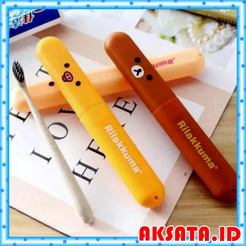 TEMPAT SIKAT GIGI TRAVELING / TABUNG SIKAT GIGI MOTIF RILAKUMA / TRAVELING TOOTH BRUSH CASE