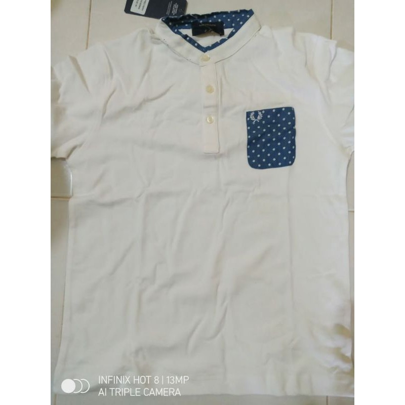 Kaos Putih Anak Cowok Fred Perry impor Luar Negri bahan tebal