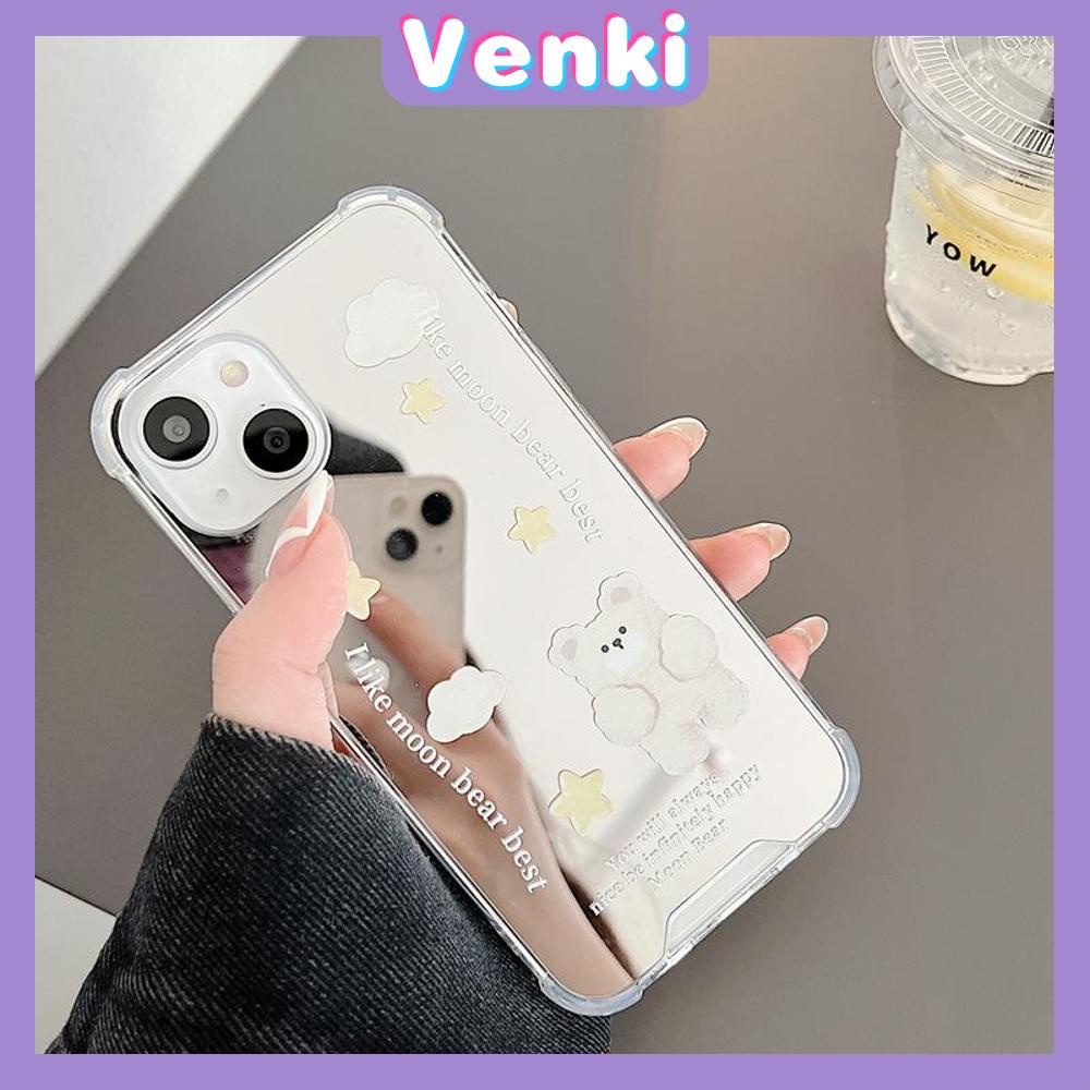 iPhone Case Acrylic Mirror Airbag Shockproof Protection Camera Cloud Cute Bear Compatible with iPhone 11 iPhone 13 Pro Max iPhone 12 Pro Max iPhone 7 Plus iPhone xr