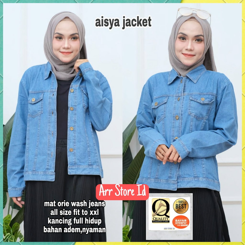 Aisya Jaket Jacket Denim Jeans Oversize Wanita Kekinian Terbaru 2022 Ld 110 P 60 Allsize