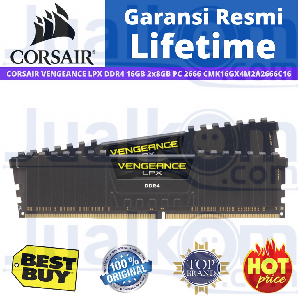 CORSAIR VENGEANCE LPX DDR4 16GB (2x8GB) PC 2666 CMK16GX4M2A2666C16 RESMI