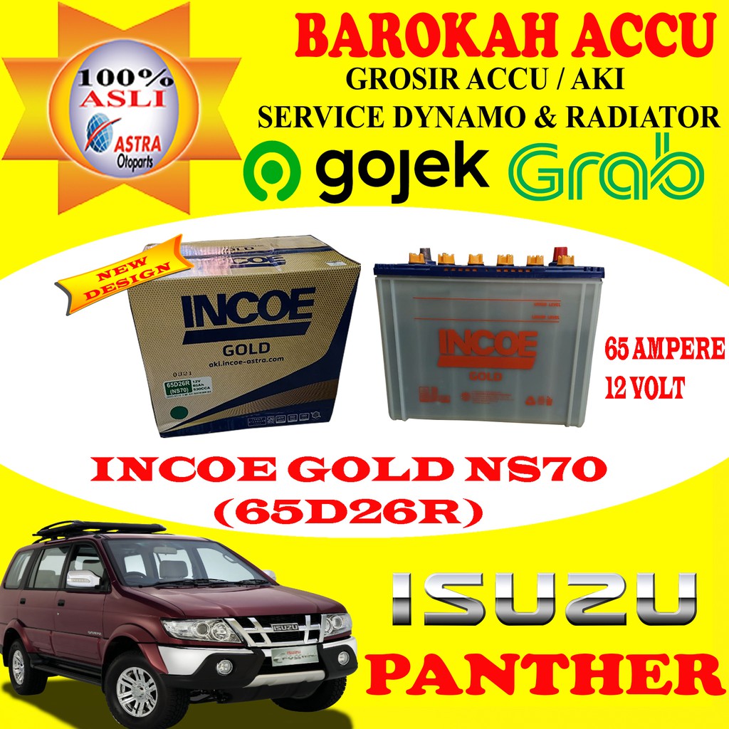 AKI MOBIL ISUZU PANTHER INCOE GOLD NS70 / 65D26R , 65 AH ASTRA OTOPARTS