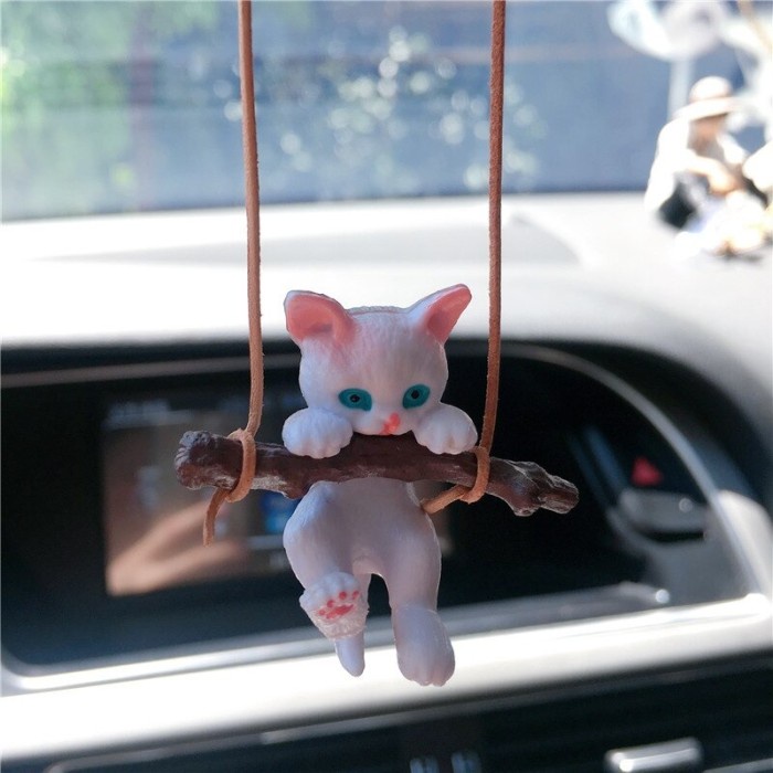 Gantungan Ayunan Kucing Pajangan Kaca Spion Tengah Mobil Car Cat Hanging Pendant