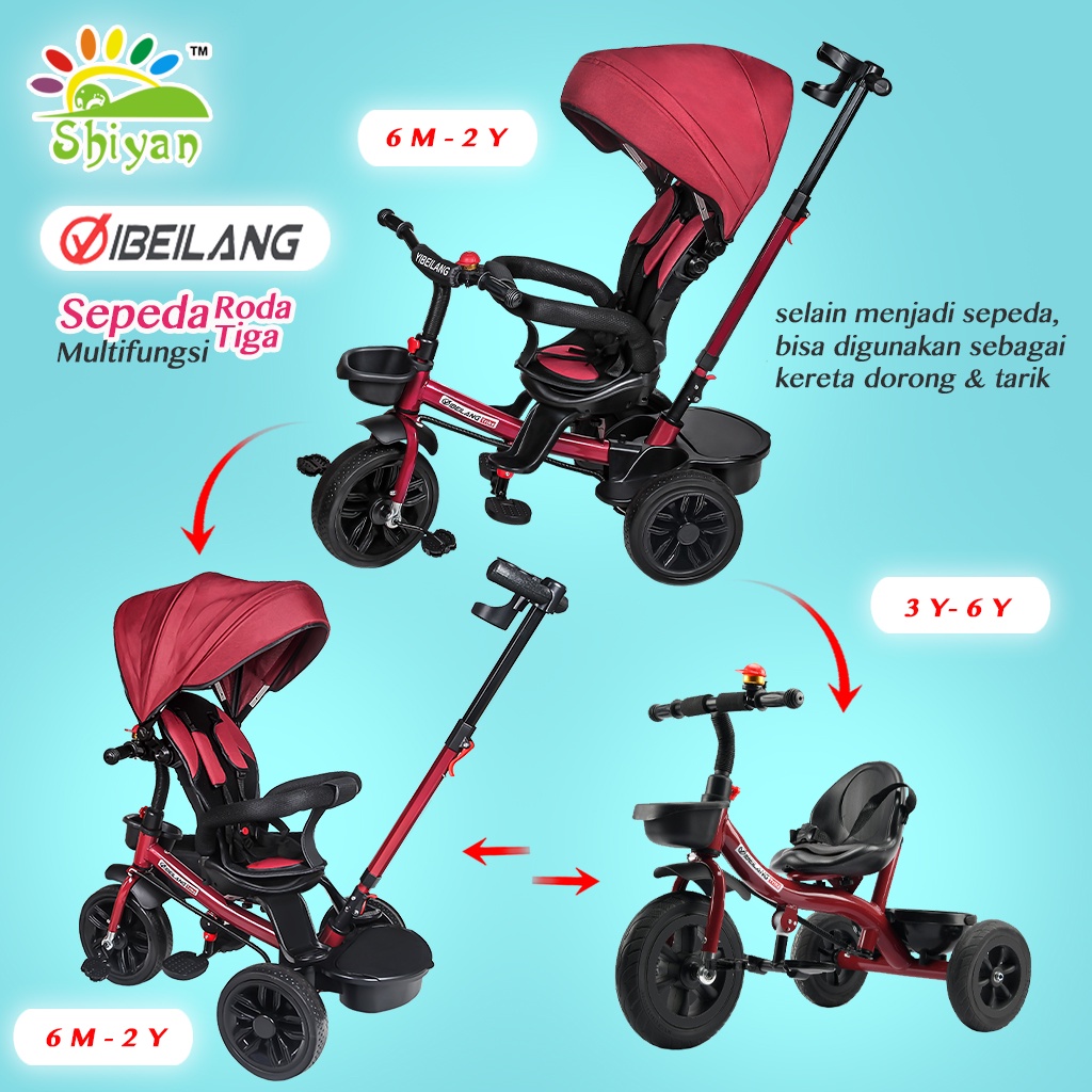 [Shiyan] sepeda roda tiga untuk anak balita / baby walker stroller latihan bersepeda dengan pengaman