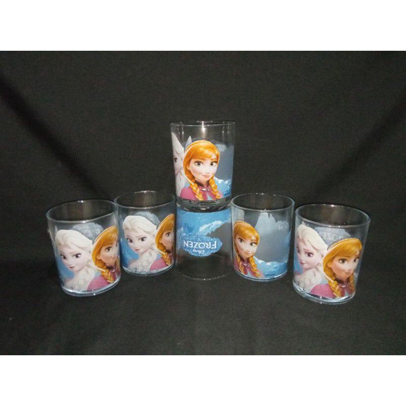 SET ISI 2PCS | GELAS ANIMASI ANAK |  GELAS KACA TEBAL | FROZEN