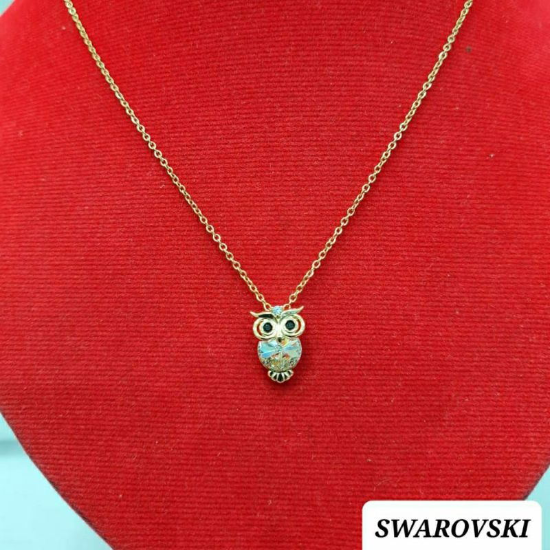 KALUNG Y4315 MATA KRYSTAL SWAROVSKI BURUNG HANTU ORIGINAL P40+5CM GOLD