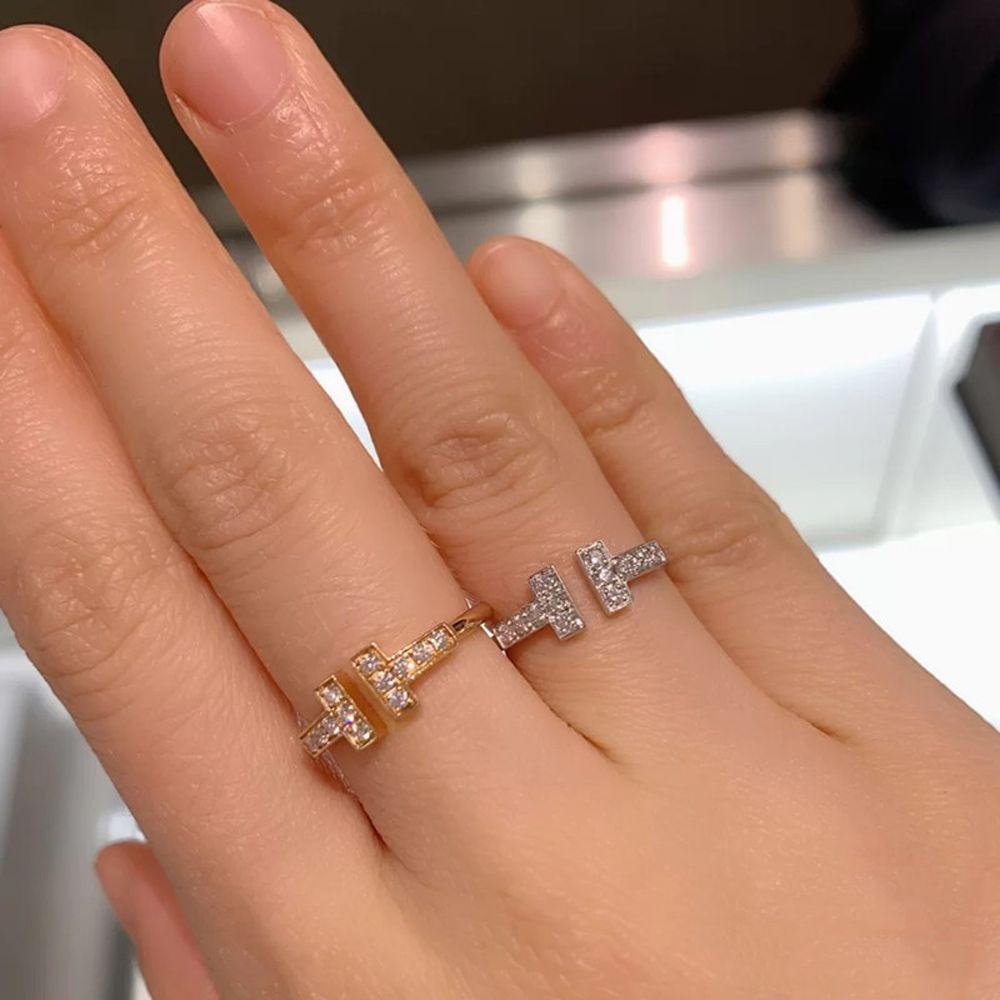 [Elegan] Wanita Pembukaan Cincin Trendi Pasangan Elegan Untuk Pria Zirkon Perhiasan Jari Kristal