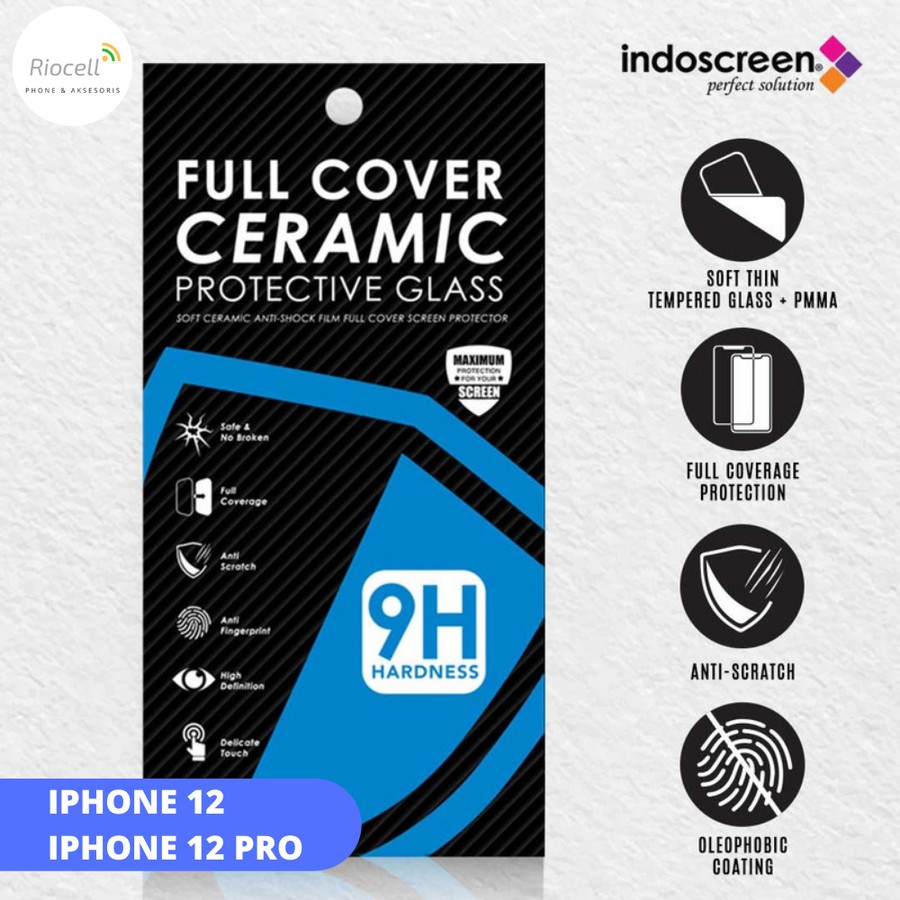 Tempered Glass Ceramic iPhone 12 / 12 Pro Indoscreen Anti Pecah