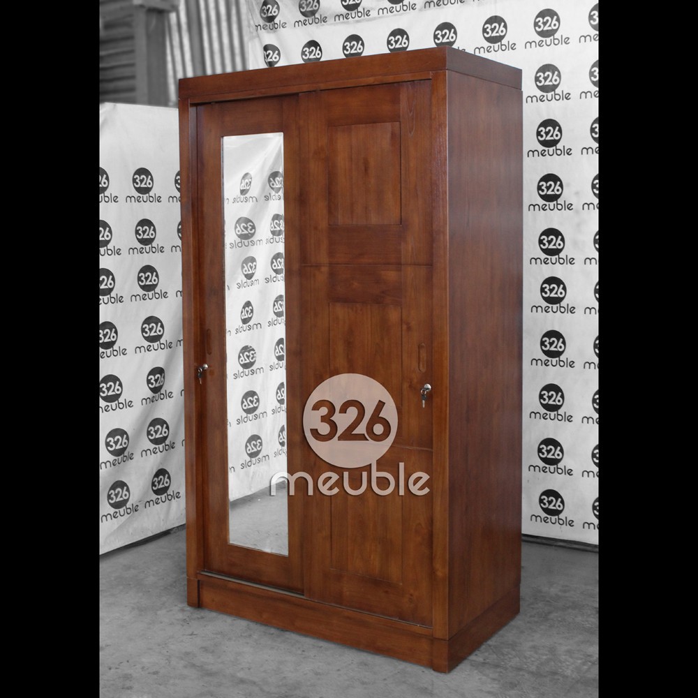 Lemari Pakaian Minimalis, Almari 2 Pintu Kaca, Lemari Sliding Jati
