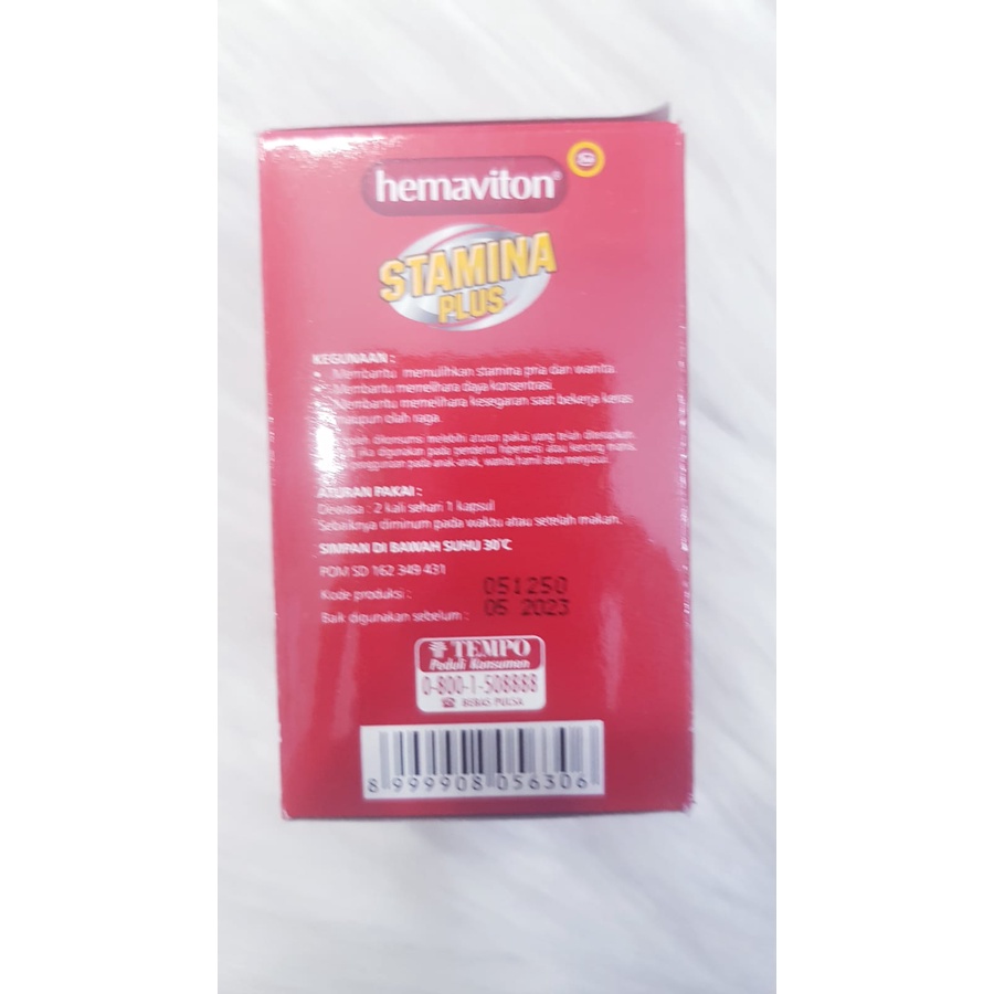 HEMAVITON STAMINA PLUS ISI 30 KAPSUL