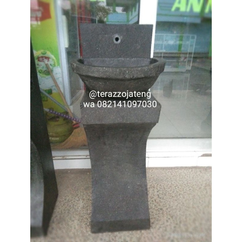 wastafel cuci tangan motif batu merapi