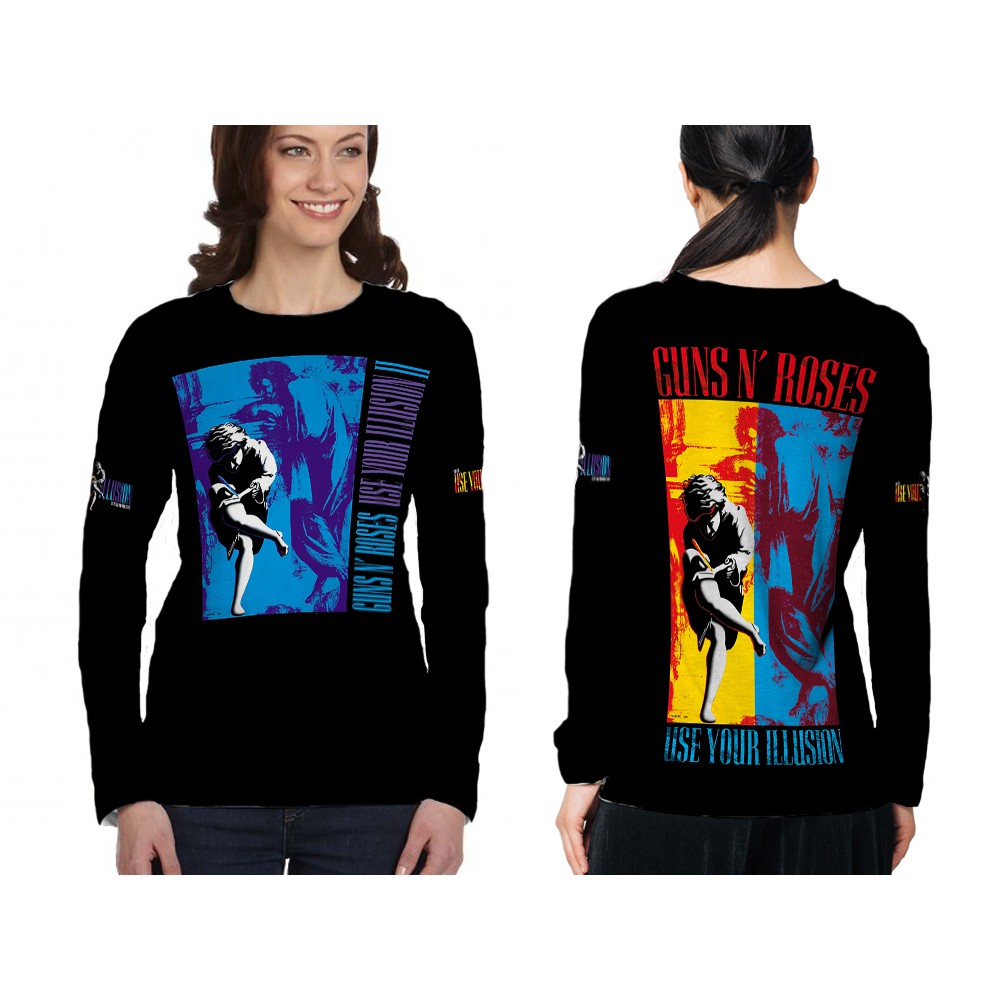 [Riashop] Kaos GUNS N ROSES USE YOUR ILLUSION 2 Panjang | Longsleeve Shirt Wanita GUNS N ROSES USE