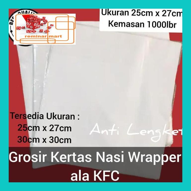 

S0Bers Grosir-Wrapper/Kertas Nasi Ala Kfc Uk. 25X27 Cm (Isi 100Lbr) Ric0S50B