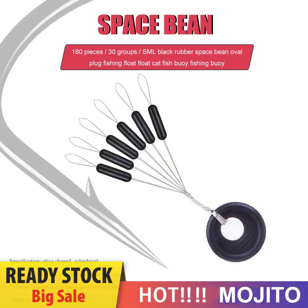 60pcs / 10 Grup Karet Space Beans Stopper Senar Pancing