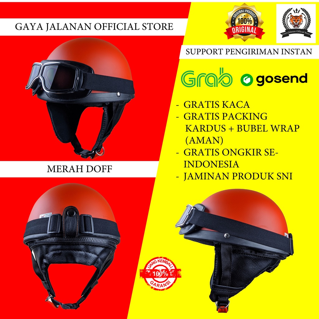 Helm Retro Klasik Helem Harley Vintage Pespa Vespa Choper Chopper Chips Chip Pria Cowo Cowok Wanita 