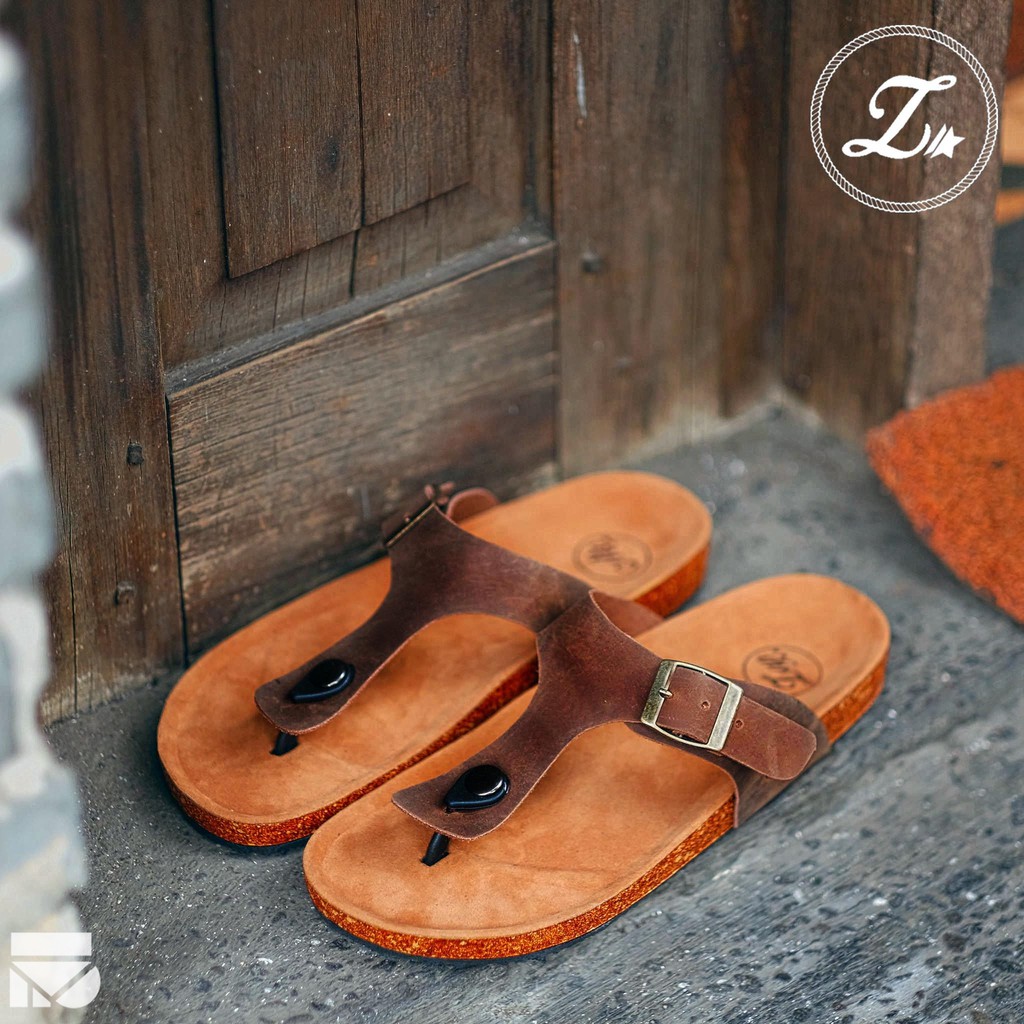 Enzo Brown | Sandal Kulit Asli Casual Simple Pria Cowok Men Sendal Footwear Ori | FORIND x Zapato