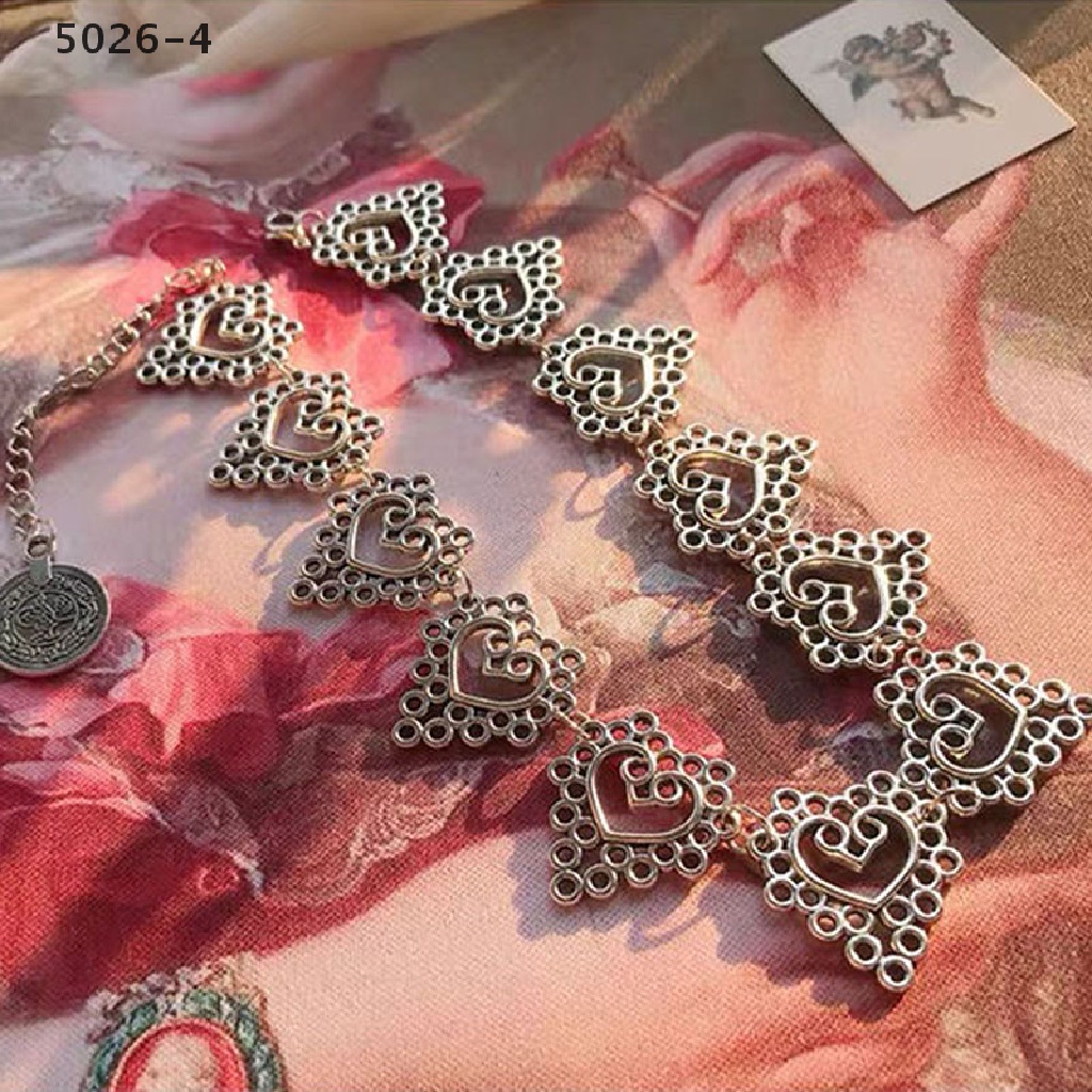 5026-4 Heart Chain Choker Necklace Collar Goth Aesthetic Jewelry Party Girl 5026-4