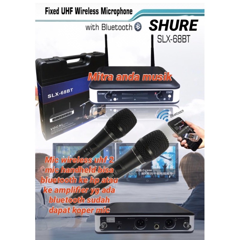 Mic wireless uhf bluetooth SLX68BT 2 mic handheld koper