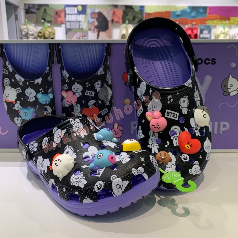 BT21 CROCS SENDAL PLATFORM BAE CLOG CROCS SANDAL BT21 JIBBITZ CHARM 3D BT21 KARAKTER SLIPPER