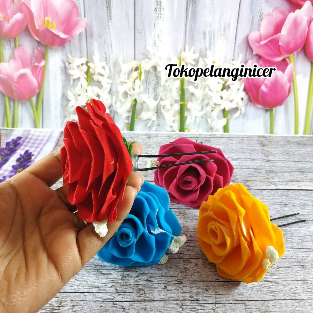 Hair Pin Mawar  Hiasan Rambut Tusuk Sanggul Pesta murah Tokopelanginicer