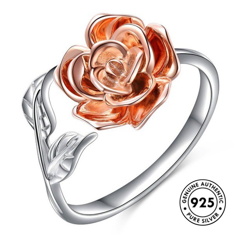 Cincin Sterling Silver 925 Model Terbuka Warna Rose Gold Untuk Wanita