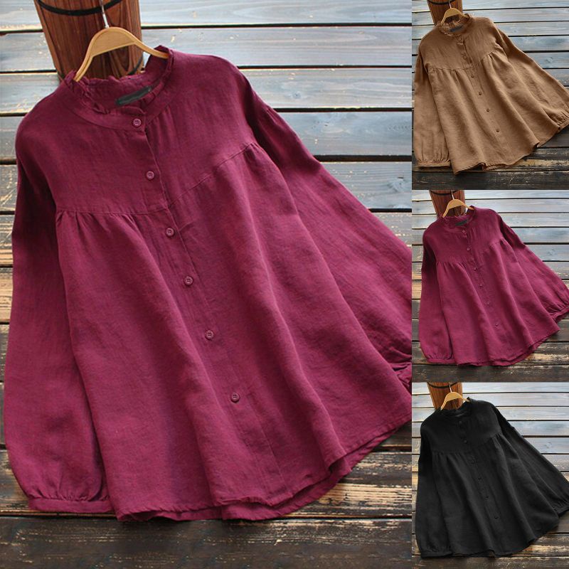 ZANZEA Atasan wanita import Casual elegan lengan panjang Terbaru S-5XL