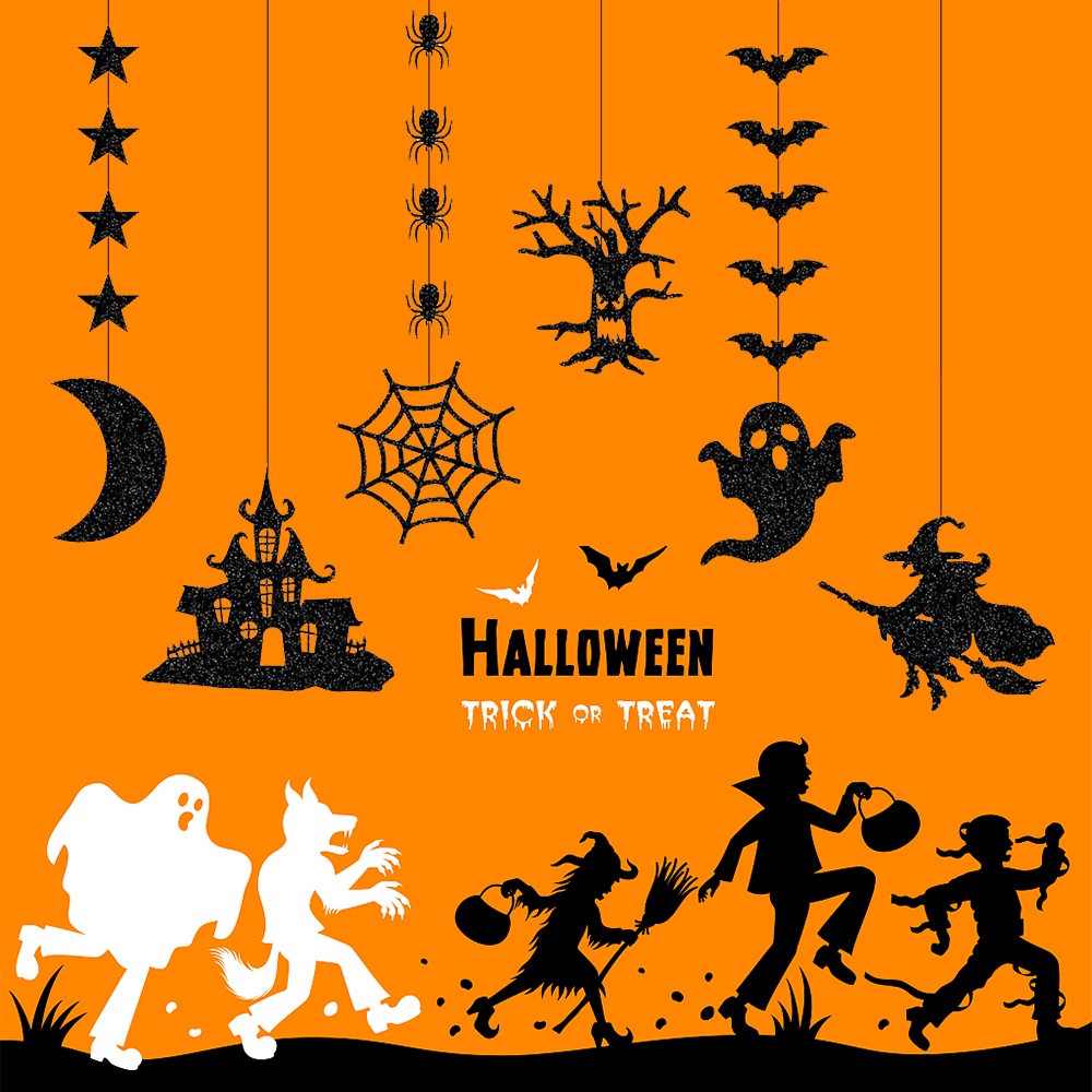 6pcs Ornamen Gantung Model Laba-Laba / Hantu / Kelelawar Untuk Dekorasi Halloween