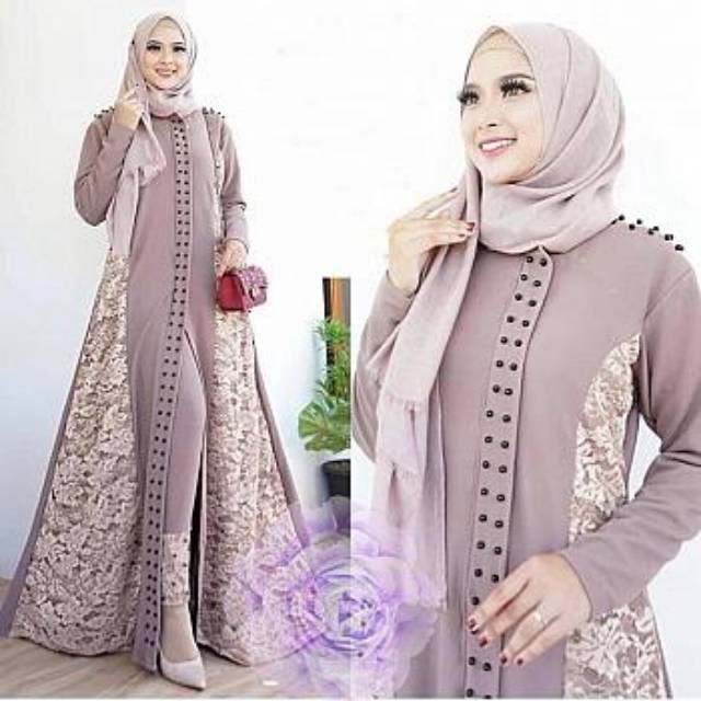 Setelan gamis/St Joanna syari moscrepe kombi brukat