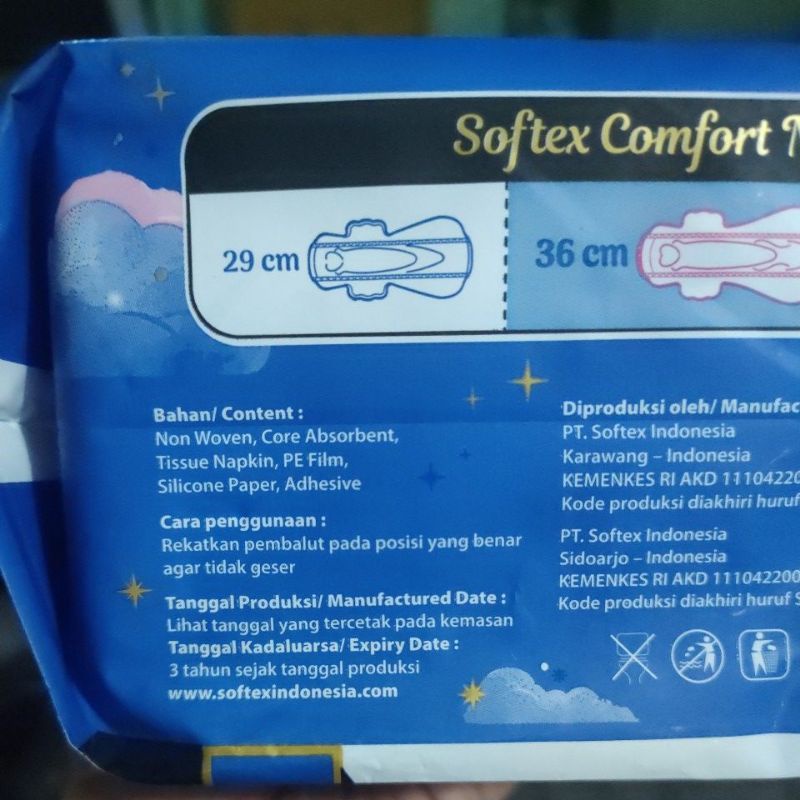 Softex Comfort Night Wing 36cm 12 pads