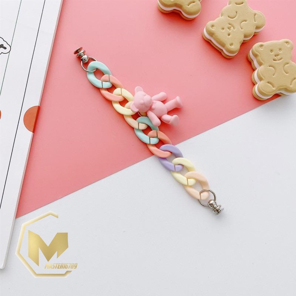 paket gelang tali rantai baut slingcase sling rantai beruang rainbow lanyard universal candy koper choice dove MA2415
