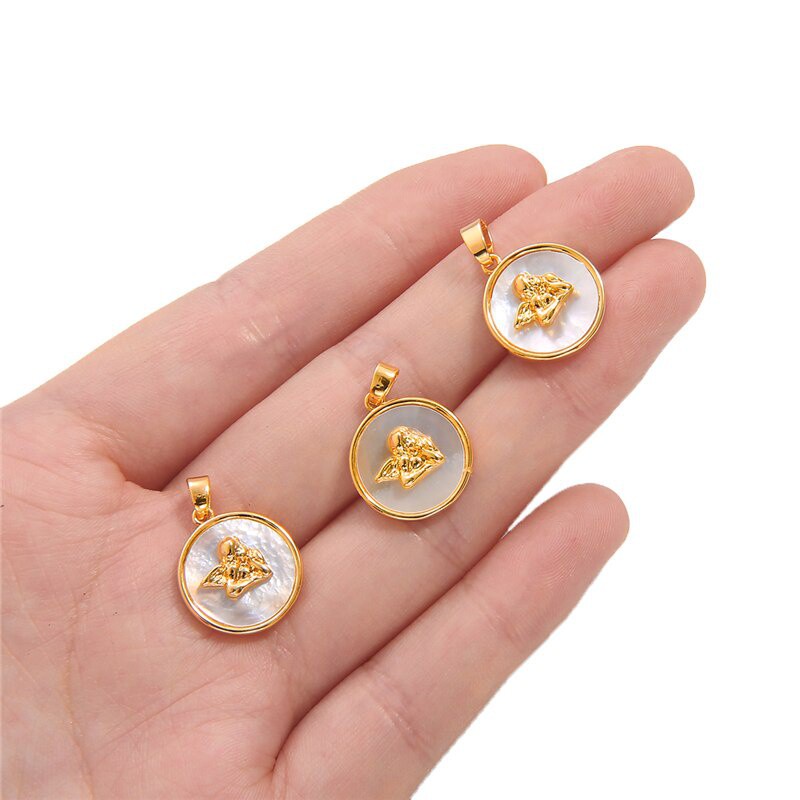 1pc/lot 18K Gold Plated Shell Angel Pendant For DIY Earring Necklace Jewelry Making Finding Accessories Gift