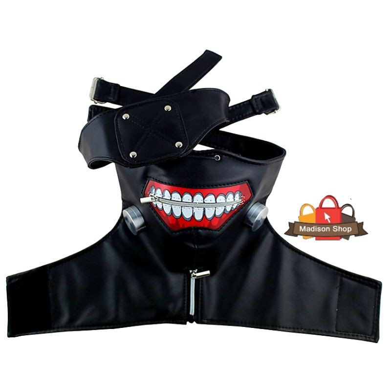 Tokyo Ghoul Mask Topeng Kulit Hitam Cosplay Kostum Halloween Anime Jepang Murah Leather Mask