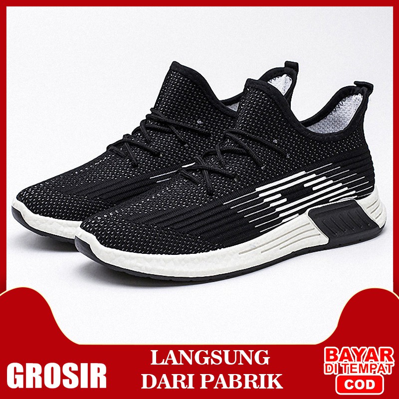 Sepatu Sneakers Import Sepatu Olahraga Pria Comfortable Black Murah Pabrik Import Grosir MR212
