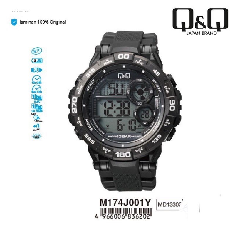 Q&amp;Q Jam Tangan Fashion Digital ORIGINAL M174 M174J Water Resist