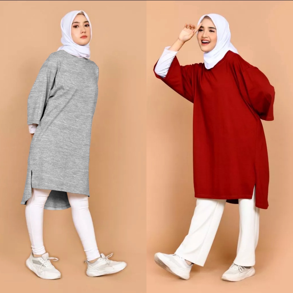 GR TUNIK BASIC OVERSIZE TERBARU ATASAN KAOS BASIC OVERSIZE MIDI DRESS SR152