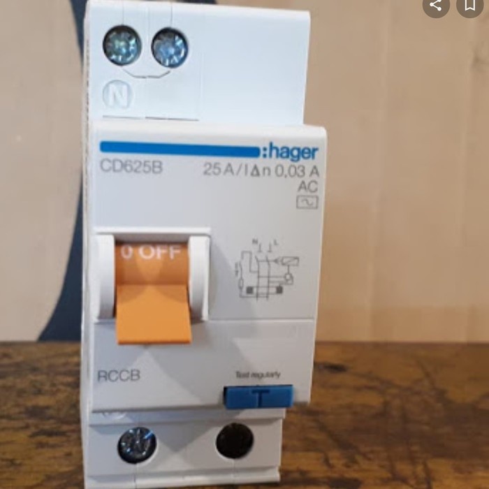 PERTUKANGAN PERLENGKAPAN LISTRIK CD625 ELCB / ANTI KONTAK 2 POLE 25A HAGER ORIGINAL-PROMO-SALE