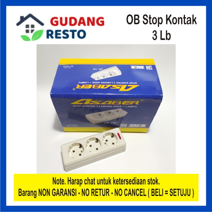 STOP KONTAK 3 LUBANG  CAHAYA ASABER / COLOKAN LISTRIK / TERMINAL OB 3 LB OUTBOW MURAH BAGUS DINDING TEMBOK GANTUNG TEMPEL