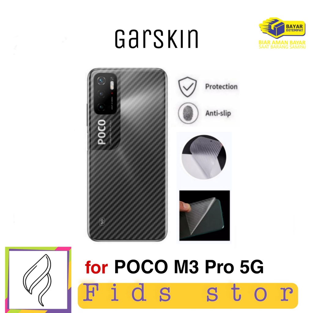 PROMO Garskin Carbon POCO M3 Pro 5G Anti Gores Pelindung Belakang HP Violette Design Skin Back 3D