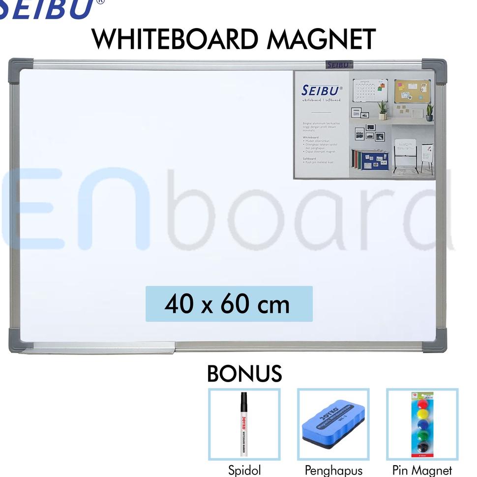 

qfi-22 Papan Tulis Whiteboard / White Board Gantung Magnet Single Face Seibu 40 x 60 cm .,.,.,..,