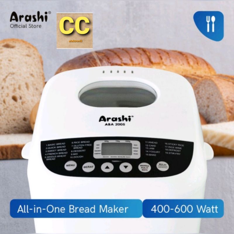Arashi Digital Bread Maker ABA 2005 / Mesin Pembuat Roti Arashi ABA2005 GARANSI RESMI