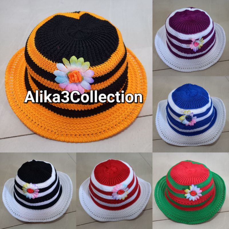 Topi Bucket Rajut Anak 2-5 tahun // Topi Pantai Anak kamelia