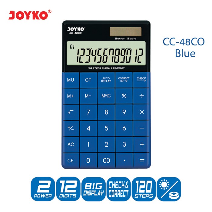 

Calculator Kalkulator Joyko CC-48CO 12 Digits Check Correct - Blue